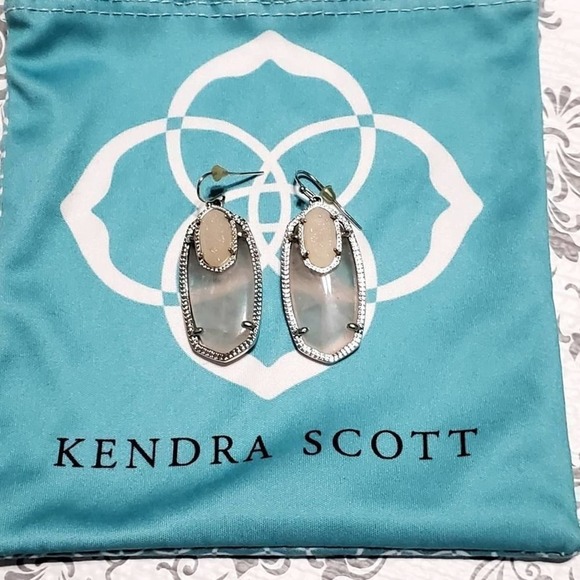 Kendra scott Emmy Elle slate grey with iridescent drusy earrings - Picture 1 of 4